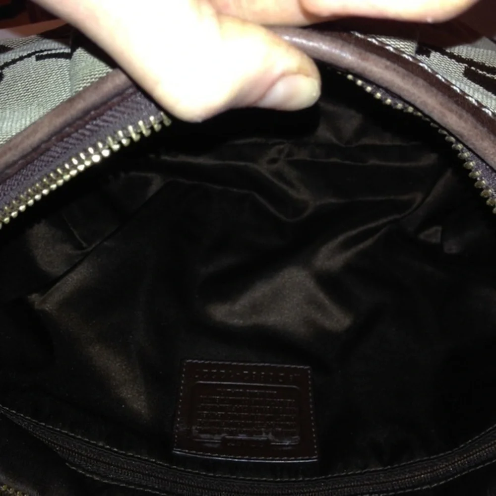 Coach signature sufflette vintage y2k 12227 brown hobo bag leather trim